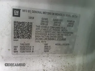 2019 Chevrolet Trax LS with VIN 3GNCJKSB8KL211898, listed as a Copart auction lot 51665835 with 92,005 mi miles and Salvage Title. Bid and sale history available at carsss.com. Image 14.