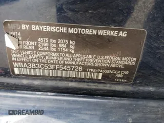 2015 BMW 3 Series 328i xDrive z VIN WBA3B3C53FF545726, wystawiony jako Copart lot #44940485 z przebiegiem Nie podano mil oraz Szkoda całkowita • Salvage title. Historia ofert i sprzedaży dostępna na DreamBid. Obrazek 13.