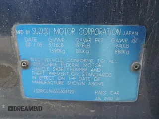 2005 Suzuki Aerio SX with VIN JS2RC61H555303720, listed as a IAAI auction lot 41911707 with 138,286 mi miles and . Bid and sale history available at DreamBid. Image 9.