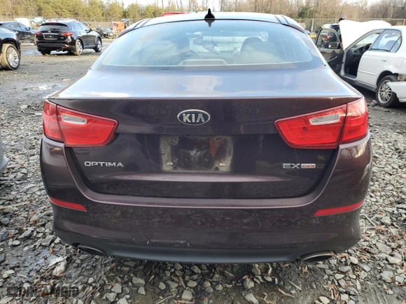 2014 Kia Optima EX with VIN 5XXGN4A70EG332268, listed as a Copart auction lot 86608734 with 153,488 mi miles and Salvage Title. Bid and sale history available at carsss.com. Image 6.