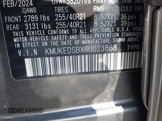 2024 Genesis GV60 z VIN KMUKEDSBXRU023868, wystawiony jako IAAI lot #41638835 z przebiegiem 2 698 mil mil oraz . Historia ofert i sprzedaży dostępna na DreamBid. Obrazek 9.