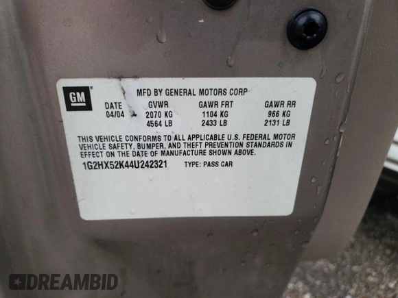 2004 Pontiac Bonneville SE z VIN 1G2HX52K44U242321, wystawiony jako Copart lot #43754495 z przebiegiem 222 658 mil mil oraz Szkoda całkowita • Salvage title. Historia ofert i sprzedaży dostępna na DreamBid. Obrazek 12.
