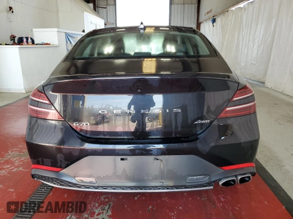 2023 Genesis G70 2.0T with VIN KMTG34TA8PU128993, listed as a Copart auction lot 72063714 with 24,629 mi miles and Clean Title. Bid and sale history available at DreamBid. Image 6.
