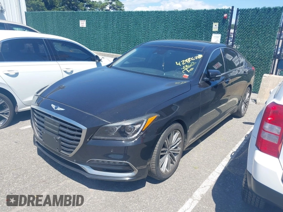 2019 Genesis G80 3.8L with VIN KMHGN4JE6KU296277, listed as a IAAI auction lot 42826288 with 57,471 mi miles and . Bid and sale history available at DreamBid. Image 2.