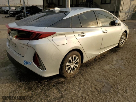 2021 Toyota Prius Prime LE with VIN JTDKAMFP2M3186033, listed as a Copart auction lot 87855805 with 0 mi miles and Salvage Title. Bid and sale history available at carsss.com. Image 3.