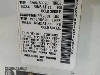 2008 Infiniti FX z VIN JNRAS08U18X100309, wystawiony jako Copart lot #82157174 z przebiegiem 165 983 mil mil oraz Szkoda całkowita • Salvage title. Historia ofert i sprzedaży dostępna na DreamBid. Obrazek 13.