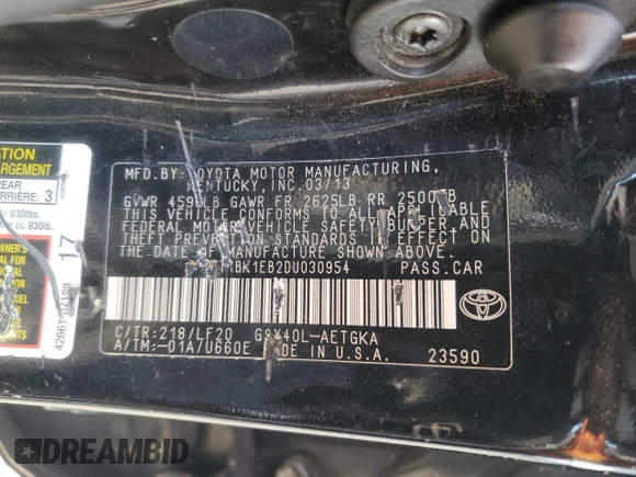 2013 Toyota Avalon XLE с VIN 4T1BK1EB2DU030954, выставлен на аукционе Copart как лот 59822075 с пробегом 306 092 миль миль и Чистый • Clean title. История ставок и продаж доступна на DreamBid. Изображение 12.