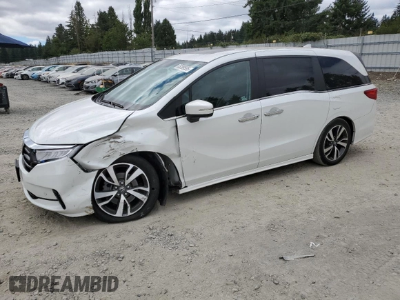 2022 Honda Odyssey Touring with VIN 5FNRL6H8XNB016064, listed as a Copart auction lot 65289595 with 24,946 mi miles and Salvage title. Bid and sale history available at DreamBid. Image 1.