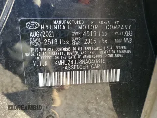 2022 Hyundai Sonata Hybrid Blue with VIN KMHL24JJ8NA040815, listed as a Copart auction lot 44653955 with 92,090 mi miles and Salvage Title. Bid and sale history available at carsss.com. Image 12.