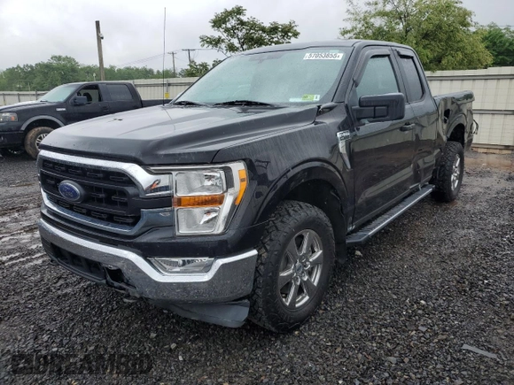 2021 Ford F-150 XL with VIN 1FTEX1EP9MKD20845, listed as a Copart auction lot 57053855 with 27,824 mi miles and Salvage title. Bid and sale history available at DreamBid. Image 1.
