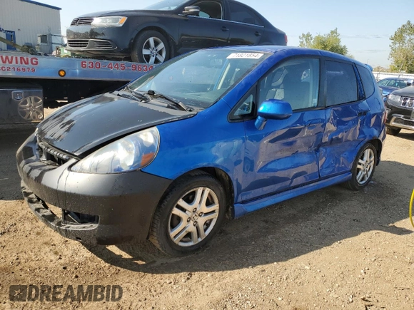 2007 Honda Fit Sport with VIN JHMGD38657S049365, listed as a Copart auction lot 71821854 with 193,150 mi miles and Salvage Title. Bid and sale history available at carsss.com. Image 1.