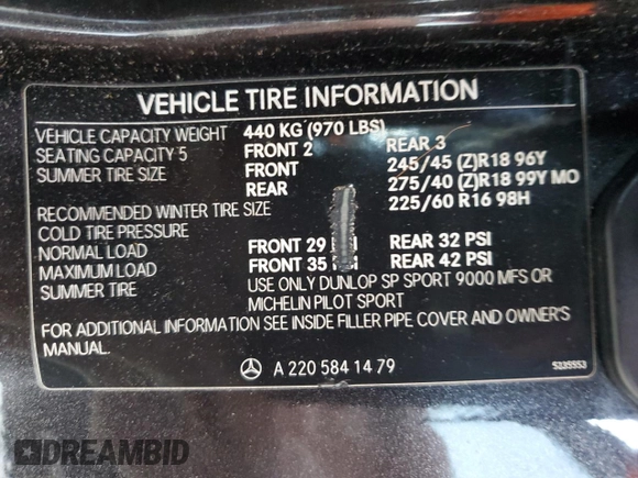 2002 Mercedes-Benz S-Class 5.0L with VIN WDBNG75J32A238335, listed as a Copart auction lot 83335234 with 123,471 mi miles and Clean Title. Bid and sale history available at carsss.com. Image 13.