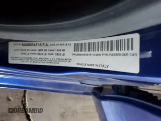 2015 Maserati Ghibli S Q4 z VIN ZAM57RTA1F1134590, wystawiony jako Copart lot #41630285 z przebiegiem 76 142 mil mil oraz Szkoda całkowita • Salvage title. Historia ofert i sprzedaży dostępna na DreamBid. Obrazek 12.