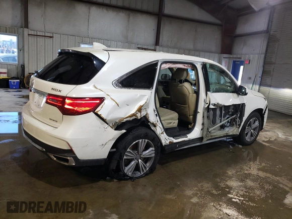 2019 Acura MDX with VIN 5J8YD4H33KL033624, listed as a Copart auction lot 43634645 with 41,310 mi miles and Salvage Title. Bid and sale history available at carsss.com. Image 3.