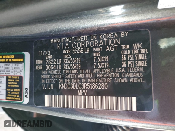 2024 Kia EV6 Light Long Range with VIN KNDC3DLC3R5186280, listed as a Copart auction lot 82421014 with 1,352 mi miles and Salvage Title. Bid and sale history available at carsss.com. Image 13.