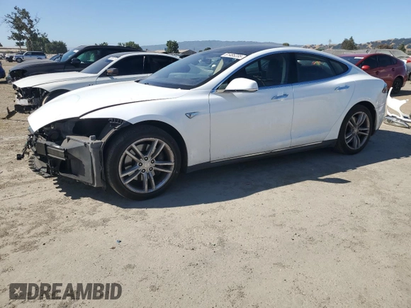 2013 Tesla Model S with VIN 5YJSA1AC7DFP10881, listed as a Copart auction lot 61485235 with 107,032 mi miles and Salvage title. Bid and sale history available at DreamBid. Image 1.