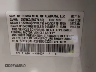 2015 Acura MDX Tech Pkg with VIN 5FRYD4H42FB006235, listed as a IAAI auction lot 41200581 with 159,681 mi miles. Bid and sale history available at carsss.com. Image 9.