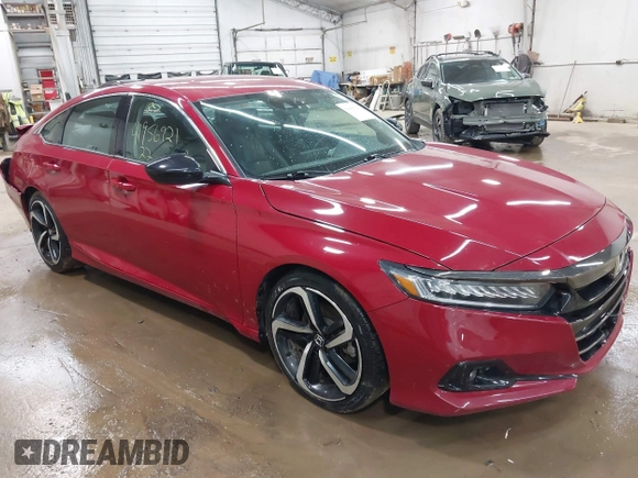 2022 Honda Accord Sedan Sport SE with VIN 1HGCV1F47NA033174, listed as a IAAI auction lot 41956921 with 45,560 mi miles. Bid and sale history available at carsss.com. Image 1.