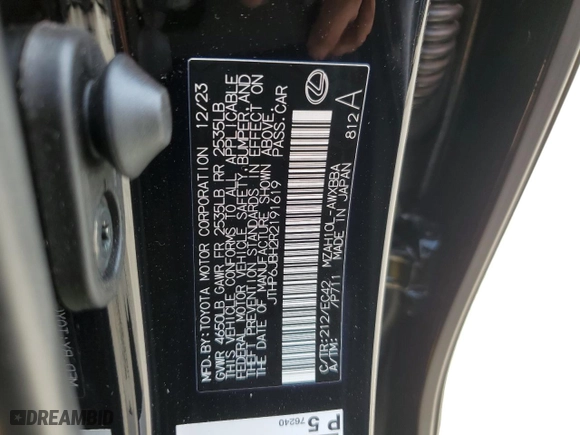 2024 Lexus UX with VIN JTHP6JBH2R2191619, listed as a Copart auction lot 65536244 with 11,190 mi miles and Salvage Title. Bid and sale history available at carsss.com. Image 14.