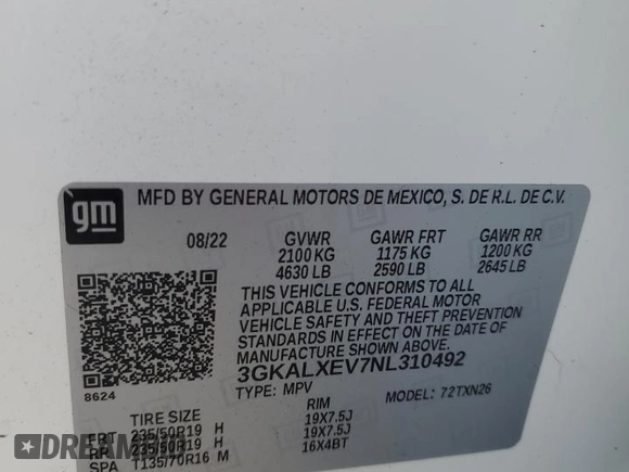 2022 GMC Terrain Denali with VIN 3GKALXEV7NL310492, listed as a Copart auction lot 46217725 with 12,081 mi miles and Clean title. Bid and sale history available at DreamBid. Image 13.