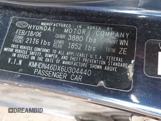 2006 Hyundai Elantra GLS z VIN KMHDN46DX6U304440, wystawiony jako IAAI lot #42251502 z przebiegiem 143 530 mil mil oraz . Historia ofert i sprzedaży dostępna na DreamBid. Obrazek 9.