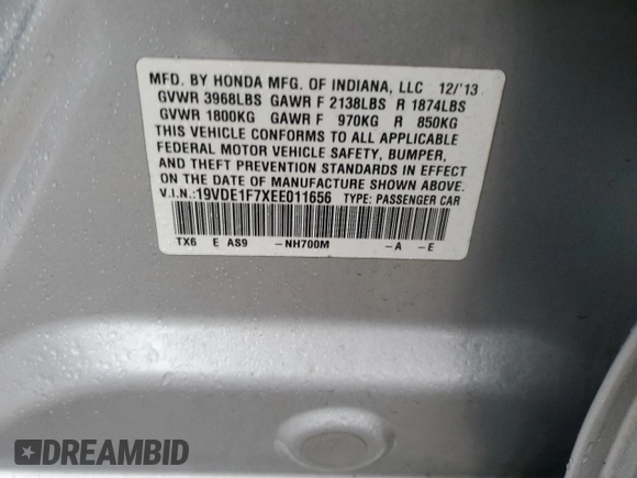 2014 Acura ILX Technology z VIN 19VDE1F7XEE011656, wystawiony jako Copart lot #44731525 z przebiegiem 145 782 mil mil oraz Szkoda całkowita • Salvage title. Historia ofert i sprzedaży dostępna na DreamBid. Obrazek 12.