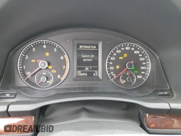 2012 Volkswagen Eos Lux with VIN WVWFW7AH4CV000578, listed as a Copart auction lot 50328825 with 138,476 mi miles and Salvage Title. Bid and sale history available at DreamBid. Image 9.