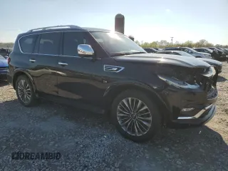 2018 Infiniti QX80 with VIN JN8AZ2NE1J9194002, listed as a Copart auction lot 50232765 with 76,395 mi miles and Salvage title. Bid and sale history available at DreamBid. Image 4.