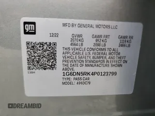 2023 Cadillac CT5 Premium Luxury with VIN 1G6DN5RK4P0123799, listed as a Copart auction lot 41427475 with Not provided miles and Non repairable. Bid and sale history available at DreamBid. Image 12.