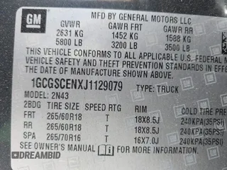 2018 Chevrolet Colorado 2WD LT with VIN 1GCGSCENXJ1129079, listed as a IAAI auction lot 42186317 with 84,872 mi miles and . Bid and sale history available at DreamBid. Image 9.