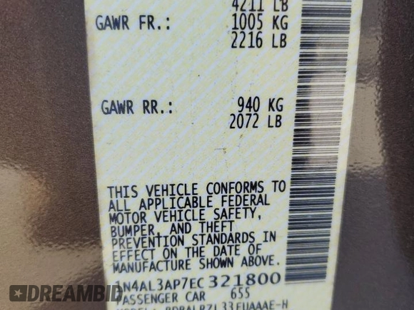 2014 Nissan Altima 2.5 S with VIN 1N4AL3AP7EC321800, listed as a Copart auction lot 55140315 with 107,511 mi miles and Salvage Title. Bid and sale history available at carsss.com. Image 12.