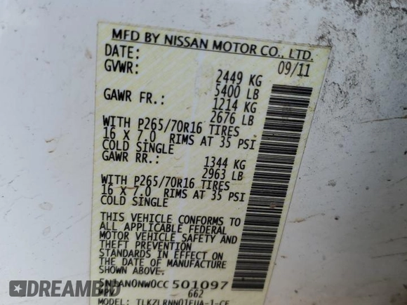 2012 Nissan Xterra X with VIN 5N1AN0NW0CC501097, listed as a Copart auction lot 48432115 with 112,140 mi miles and Salvage Title. Bid and sale history available at carsss.com. Image 12.