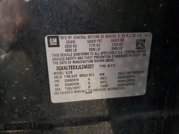 2018 GMC Terrain SLE with VIN 3GKALTEXXJL246257, listed as a Copart auction lot 48801545 with 126,531 mi miles and Salvage Title. Bid and sale history available at carsss.com. Image 14.