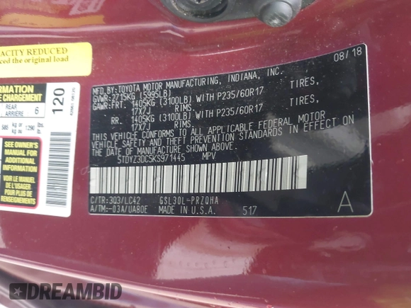 2019 Toyota Sienna XLE Auto Access Seat with VIN 5TDYZ3DC5KS971445, listed as a IAAI auction lot 41494373 with 147,578 mi miles. Bid and sale history available at carsss.com. Image 9.