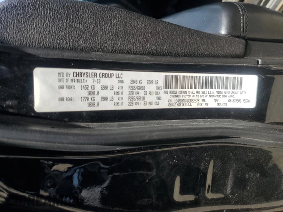 2013 Dodge Durango SXT with VIN 1C4RDHAG7DC692378, listed as a Copart auction lot 55125935 with 123,097 mi miles and Salvage title. Bid and sale history available at DreamBid. Image 14.