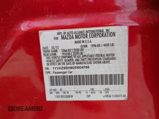 2013 Mazda 6 i Sport with VIN 1YVHZ8BH8D5M04788, listed as a IAAI auction lot 41932156 with 175,988 mi miles. Bid and sale history available at carsss.com. Image 9.