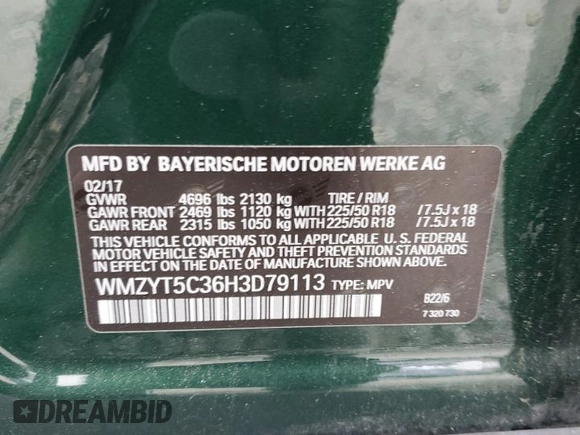 2017 MINI Countryman Cooper S with VIN WMZYT5C36H3D79113, listed as a Copart auction lot 69893894 with 69,263 mi miles and Salvage Title. Bid and sale history available at carsss.com. Image 14.