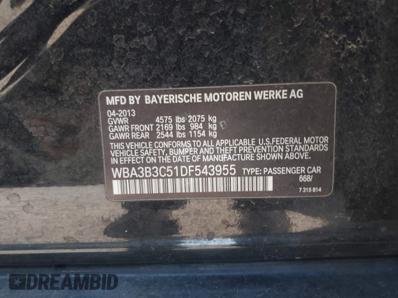 2013 BMW 3 Series 328i xDrive с VIN WBA3B3C51DF543955, выставлен на аукционе IAAI как лот 42510430 с пробегом 87 280 миль миль и . История ставок и продаж доступна на DreamBid. Изображение 9.