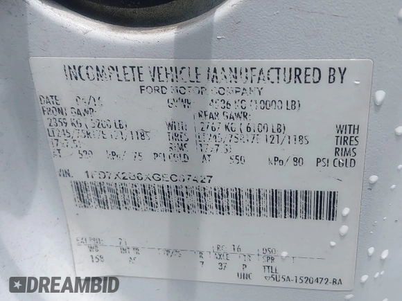 2016 Ford F-250 XL с VIN 1FD7X2B6XGEC87427, выставлен на аукционе IAAI как лот 42014963 с пробегом 537 454 миль миль и . История ставок и продаж доступна на DreamBid. Изображение 9.