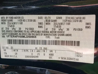 2021 Ford Ranger XL with VIN 1FTER4FHXMLD50868, listed as a IAAI auction lot 42128556 with 99,164 mi miles and . Bid and sale history available at DreamBid. Image 9.