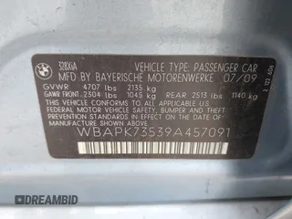 2009 BMW 3 Series 328i xDrive z VIN WBAPK73539A457091, wystawiony jako IAAI lot #42297121 z przebiegiem 154 594 mil mil oraz . Historia ofert i sprzedaży dostępna na DreamBid. Obrazek 9.