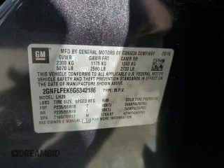 2016 Chevrolet Equinox LT z VIN 2GNFLFEK6G6342186, wystawiony jako Copart lot #69236184 z przebiegiem 57 488 mil mil oraz Szkoda całkowita • Salvage title. Historia ofert i sprzedaży dostępna na DreamBid. Obrazek 12.