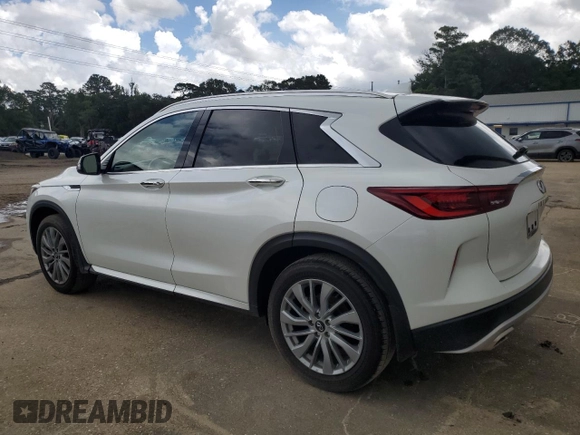 2023 Infiniti QX50 Luxe with VIN 3PCAJ5BA9PF107127, listed as a Copart auction lot 63402535 with 23,844 mi miles and Salvage title. Bid and sale history available at DreamBid. Image 2.
