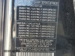2006 Land Rover Range Rover Sport HSE z VIN SALSF25446A974185, wystawiony jako Copart lot #47285385 z przebiegiem 178 600 mil mil oraz Szkoda całkowita • Salvage title. Historia ofert i sprzedaży dostępna na DreamBid. Obrazek 14.