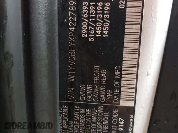 2023 Mercedes-Benz Metris Cargo with VIN W1YV0BEYXP4227890, listed as a Copart auction lot 88232445 with 22,824 mi miles and Salvage title. Bid and sale history available at DreamBid. Image 12.