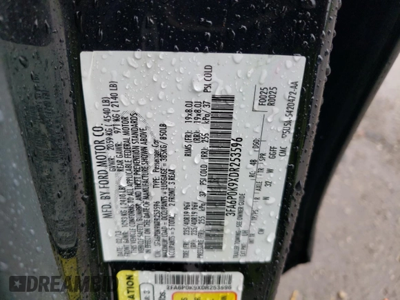 2013 Ford Fusion Titanium with VIN 3FA6P0K9XDR253596, listed as a Copart auction lot 60047845 with 119,426 mi miles and Salvage title. Bid and sale history available at DreamBid. Image 12.