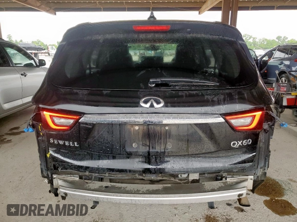 2020 Infiniti QX60 Luxe with VIN 5N1DL0MN4LC514463, listed as a Copart auction lot 58255765 with 117,709 mi miles and Salvage title. Bid and sale history available at DreamBid. Image 6.
