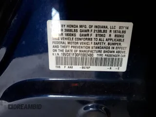 2015 Acura ILX with VIN 19VDE1F30FE002480, listed as a Copart auction lot 54604655 with 85,844 mi miles and Salvage title. Bid and sale history available at DreamBid. Image 12.