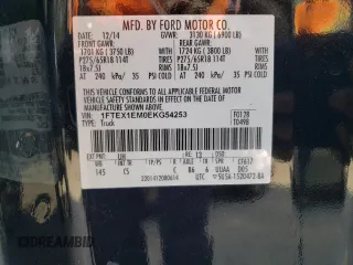 2014 Ford F-150 XL with VIN 1FTEX1EM0EKG54253, listed as a Copart auction lot 70742144 with 102,649 mi miles and Non Repairable. Bid and sale history available at carsss.com. Image 12.
