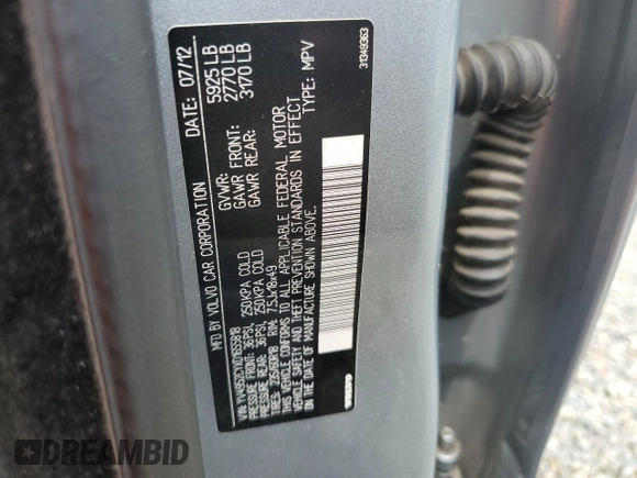 2013 Volvo XC90 Premier Plus with VIN YV4952CYXD1655818, listed as a Copart auction lot 57430485 with 134,033 mi miles and Salvage title. Bid and sale history available at DreamBid. Image 14.